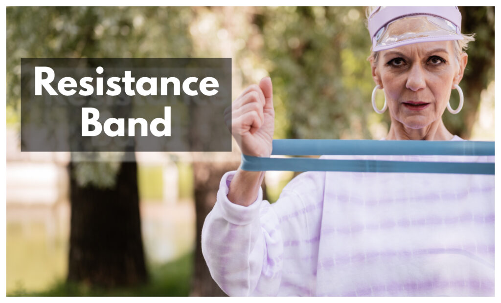 An Elderly Woman Exercising with a Resistance Band