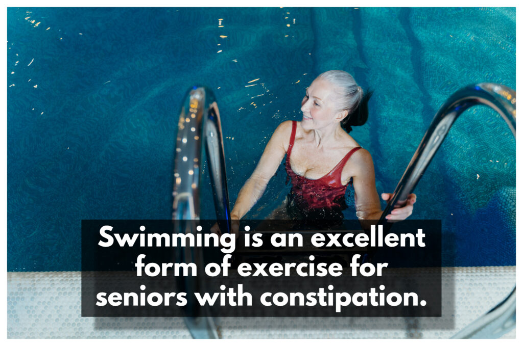 Swimming is an excellent form of exercise for seniors with constipation.
