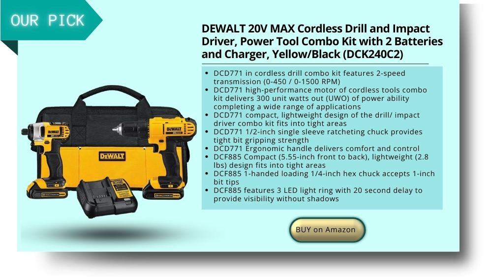 DEWALT 20V MAX Cordless Drill and Impact Driver, Power Tool Combo Kit with 2 Batteries and Charger, Yellow/Black (DCK240C2)
