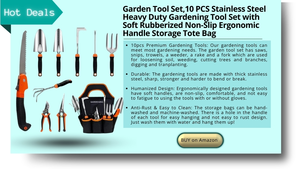 Garden Tool Set,10 PCS Stainless Steel Heavy Duty Gardening Tool Set