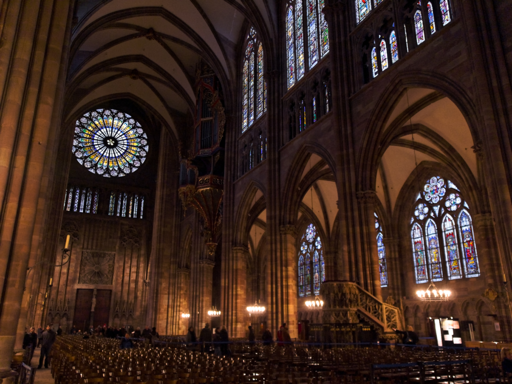 An image of the Strasbourg cathedral interior. 