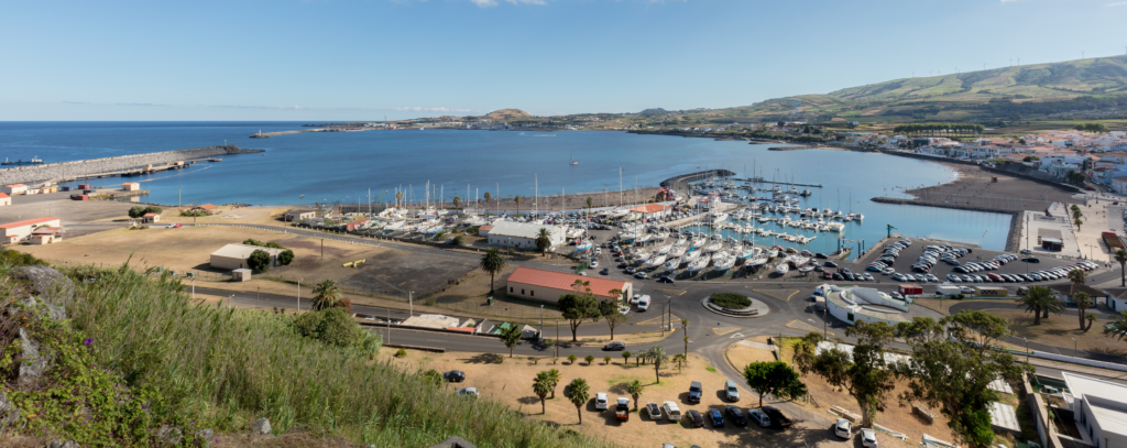 An image of the Praia da Vitoria port in Azores.