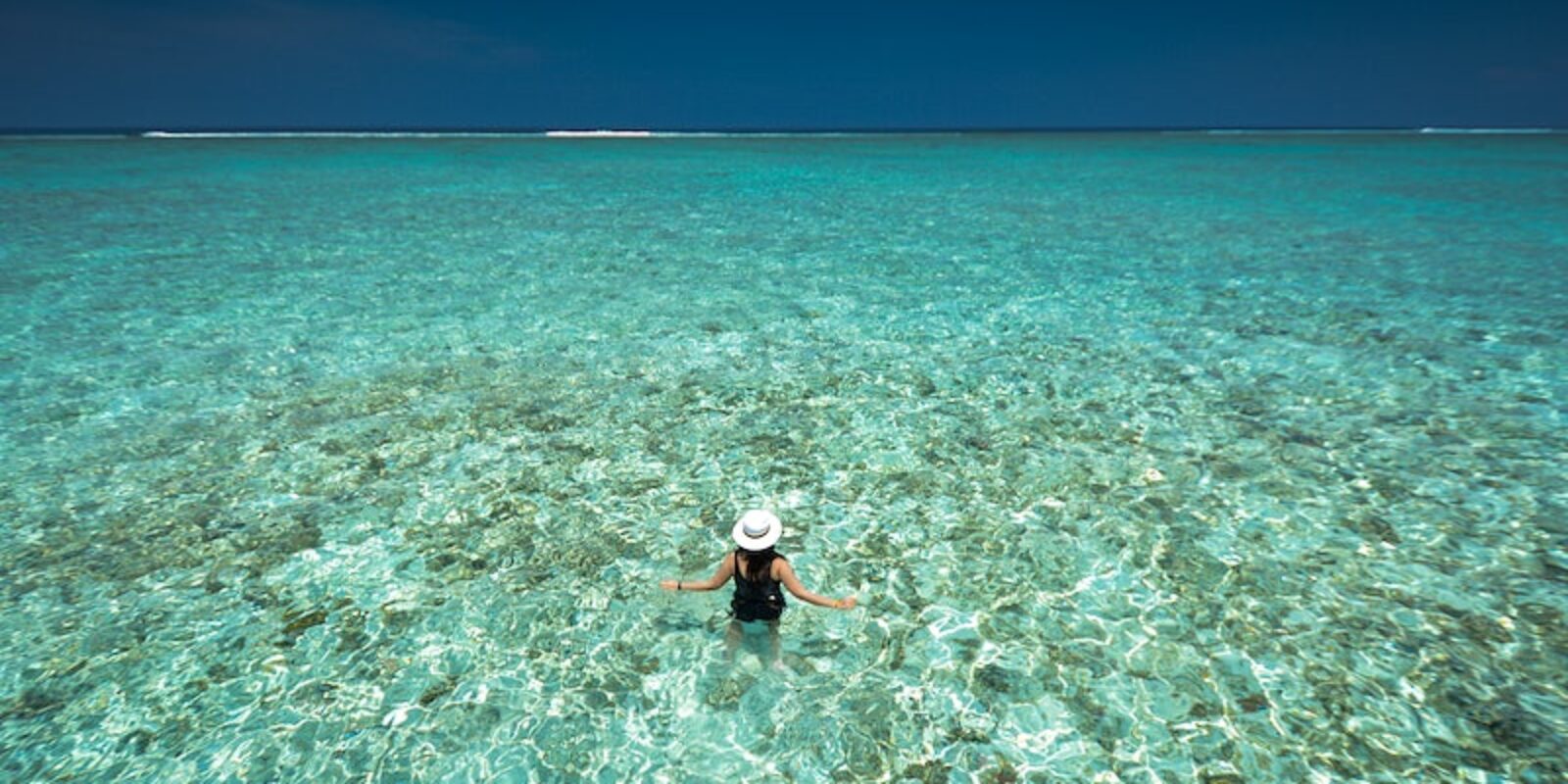 An image of a tourist swimming the waters of Belize.