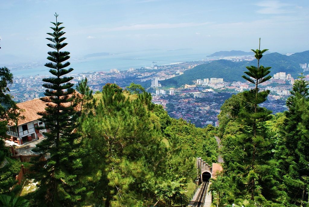 An image of Penang Hills and its unique train.