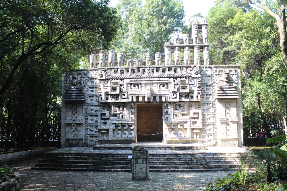 An image of an outdoor exhibit at The National Museum of Anthropology.
