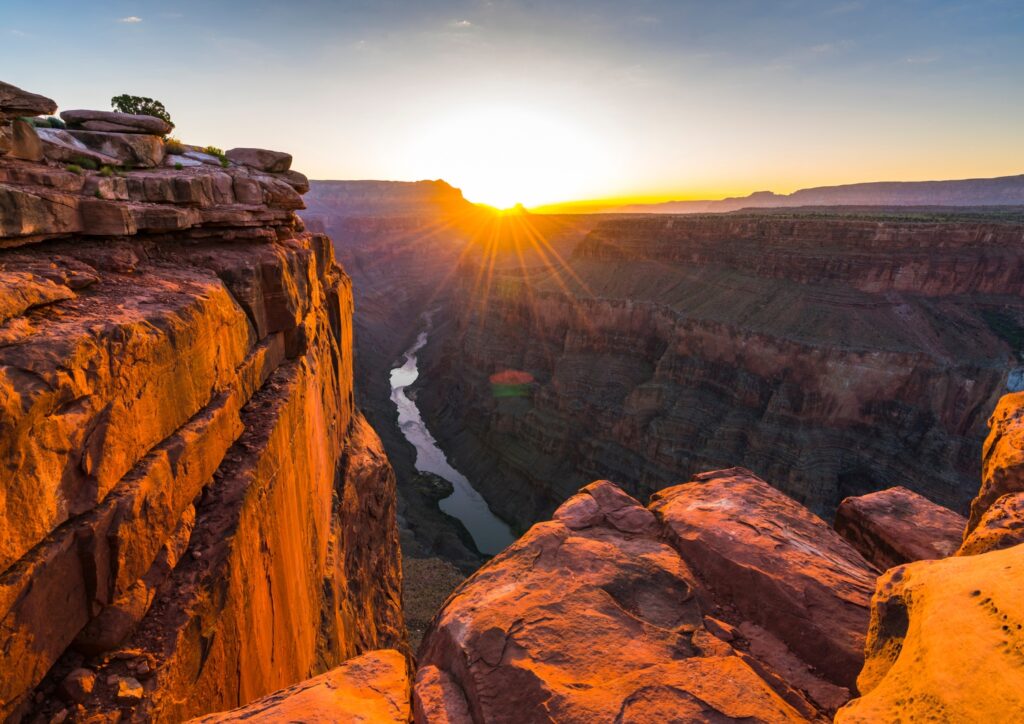 The Grand Canyon in Arizona showcases millions of years of history on its red rocks.