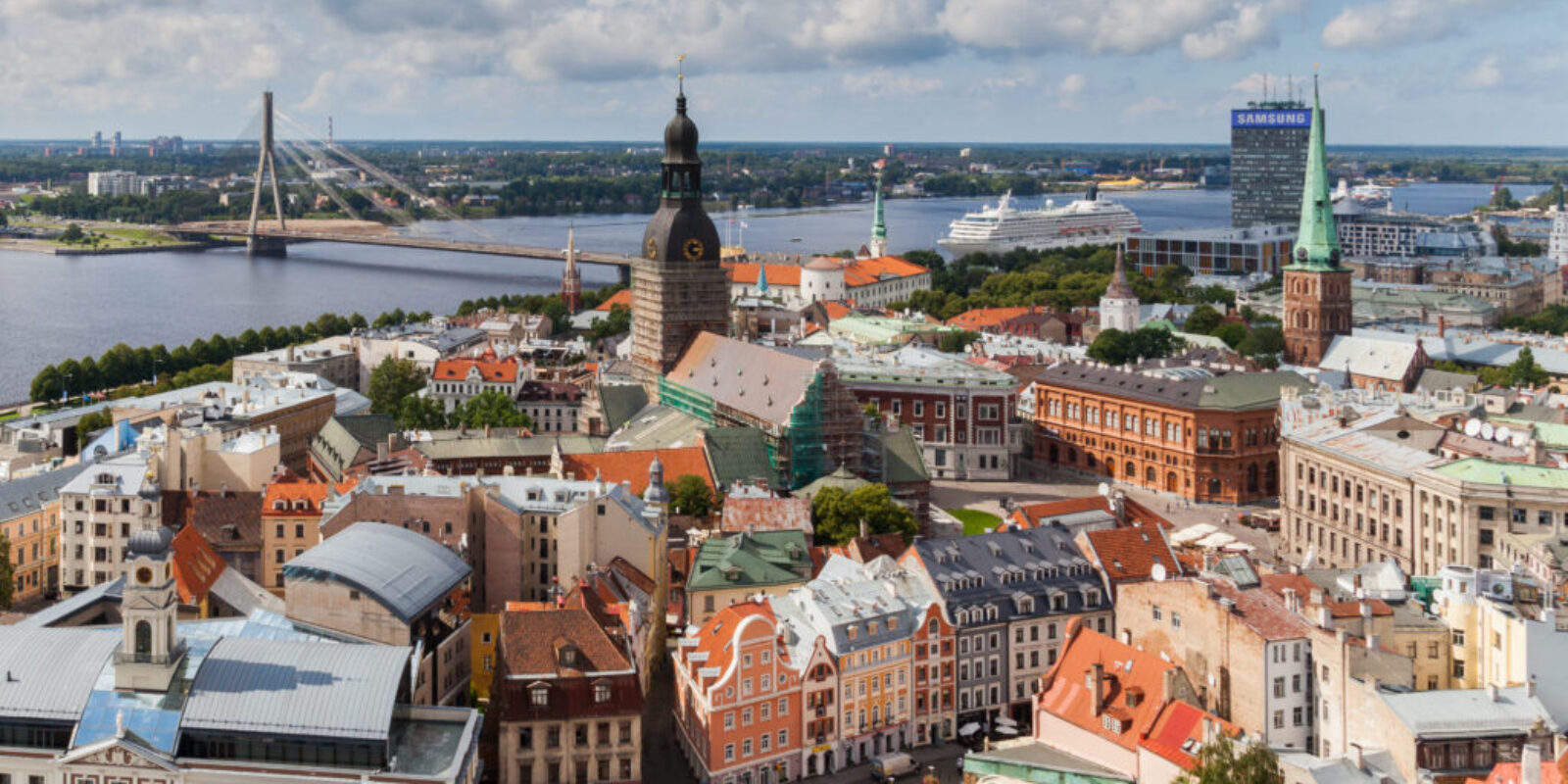 An aerial image of Latvia's capital for the article "senior vacations to Riga."