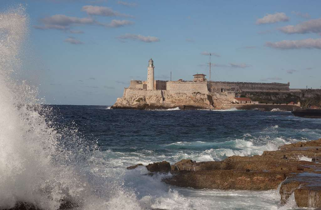 An image of the Morro Castle seen from the coast. 