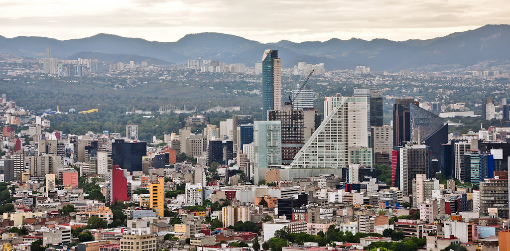 A birdy's eye view of Mexico City's buildings.