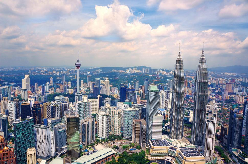 A aerial shot of Kuala LUmpur, one of the many spots in a senior vacation to Malaysia.