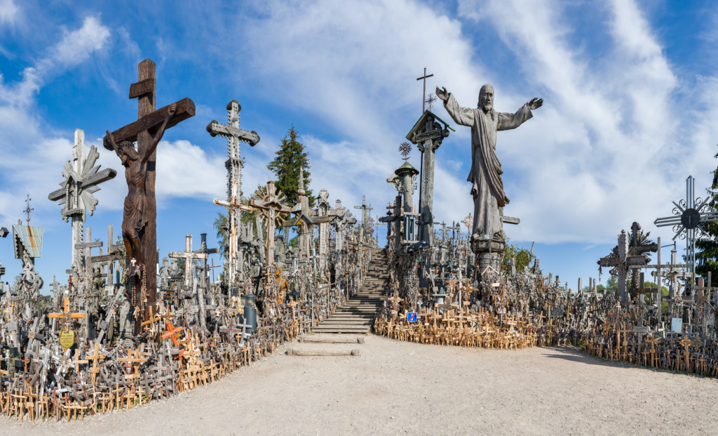 An image of the Hill of Crosses in Siauliai.