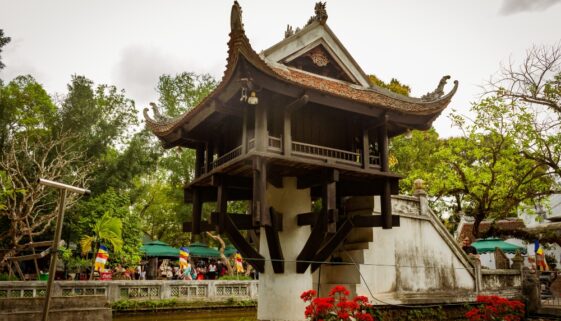 An image of a Vietnamese temple for an article about "senior trip to Hanoi."
