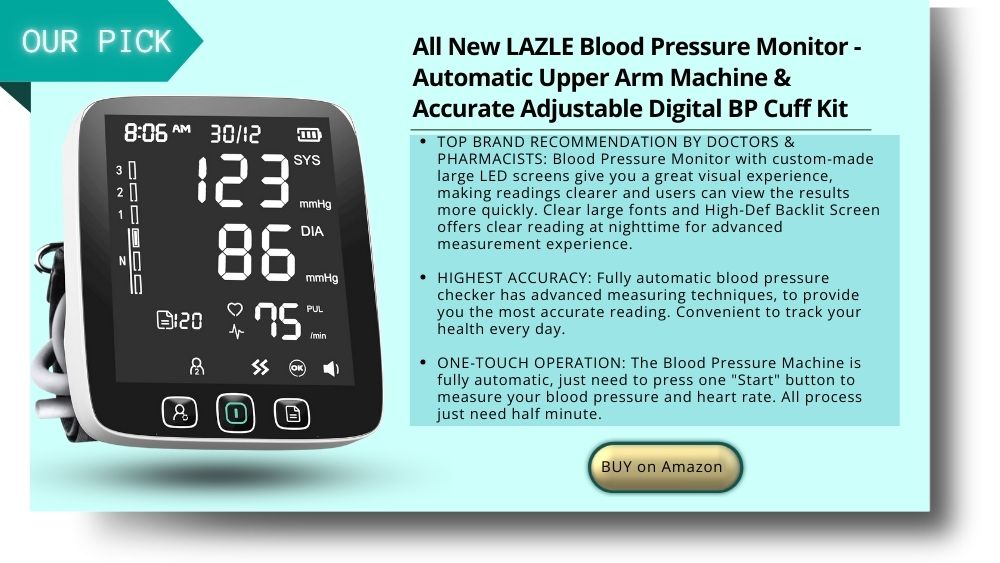All New LAZLE Blood Pressure Monitor - Automatic Upper Arm Machine & Accurate Adjustable Digital BP Cuff Kit