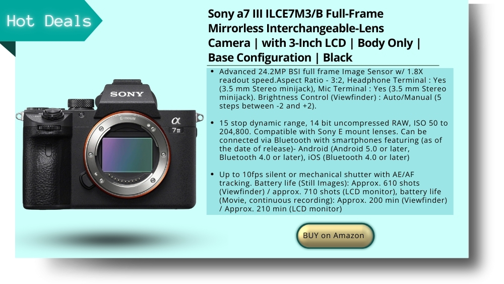 Sony a7 III ILCE7M3/B Full-Frame Mirrorless Interchangeable-Lens Camera | with 3-Inch LCD | Body Only | Base Configuration | Black 