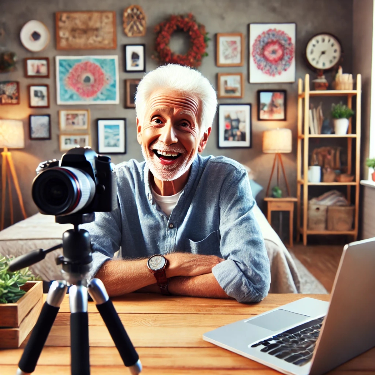 An image of a person creating a vlog for an article about "increase your retirement income"