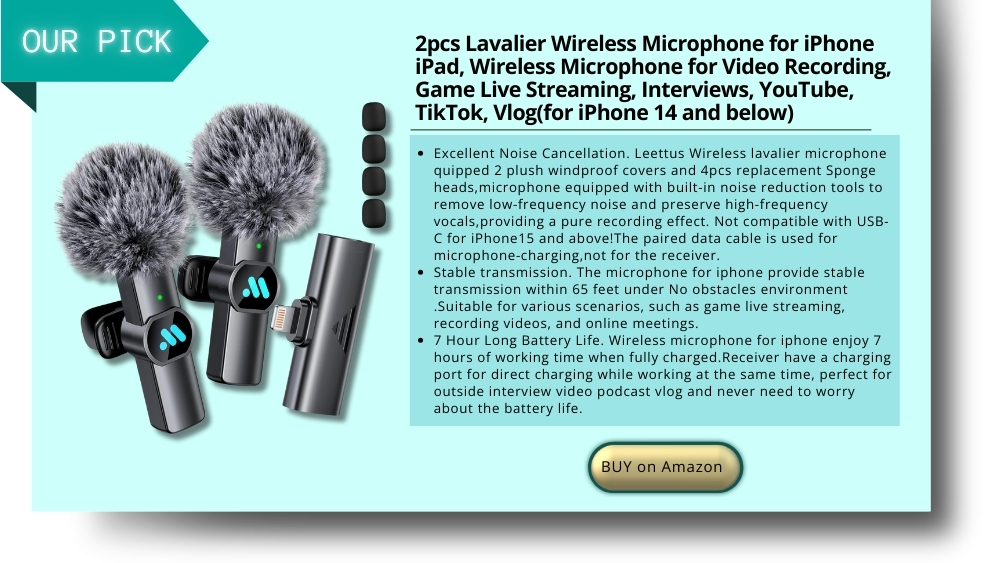 Wireless Microphone for iPhone iPad, Wireless Microphone for Video Recording