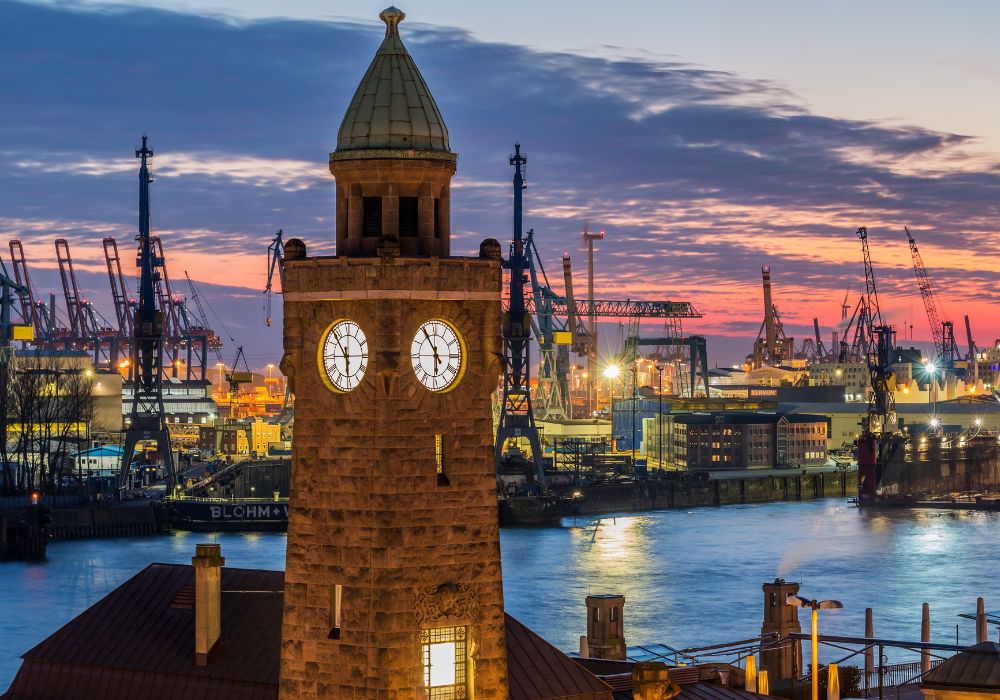 An image of the skyline seen during a senior trip to Hamburg.