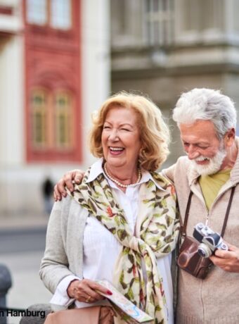 An image of a couple on a senior trip to Madrid.