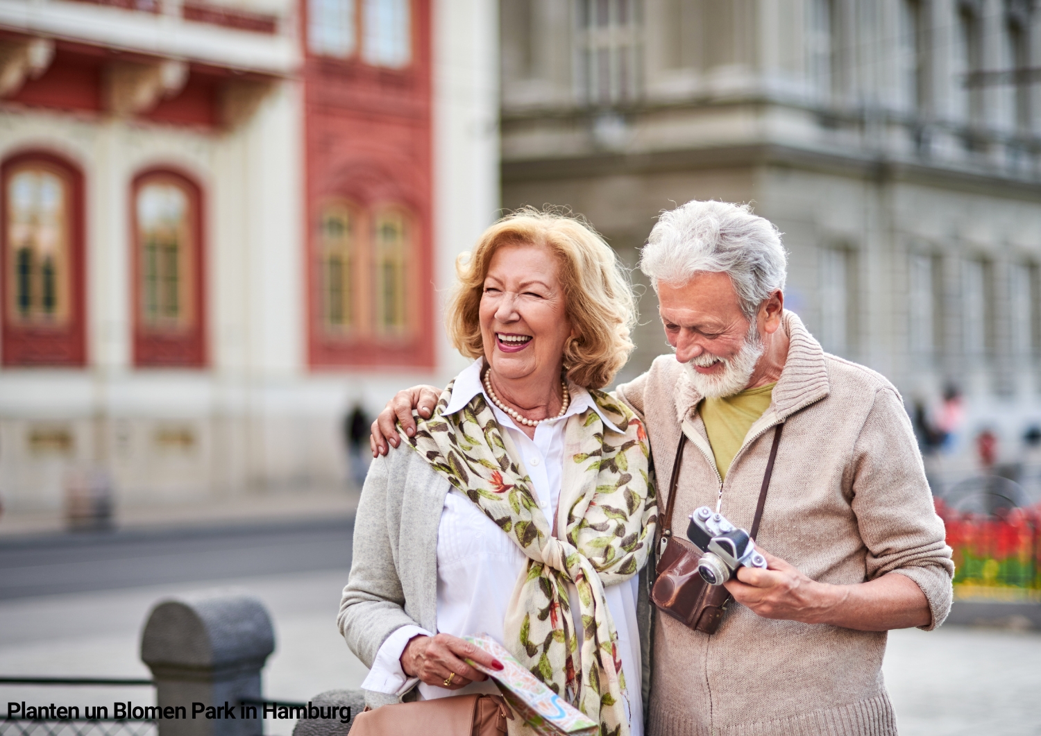 An image of a couple on a senior trip to Madrid.