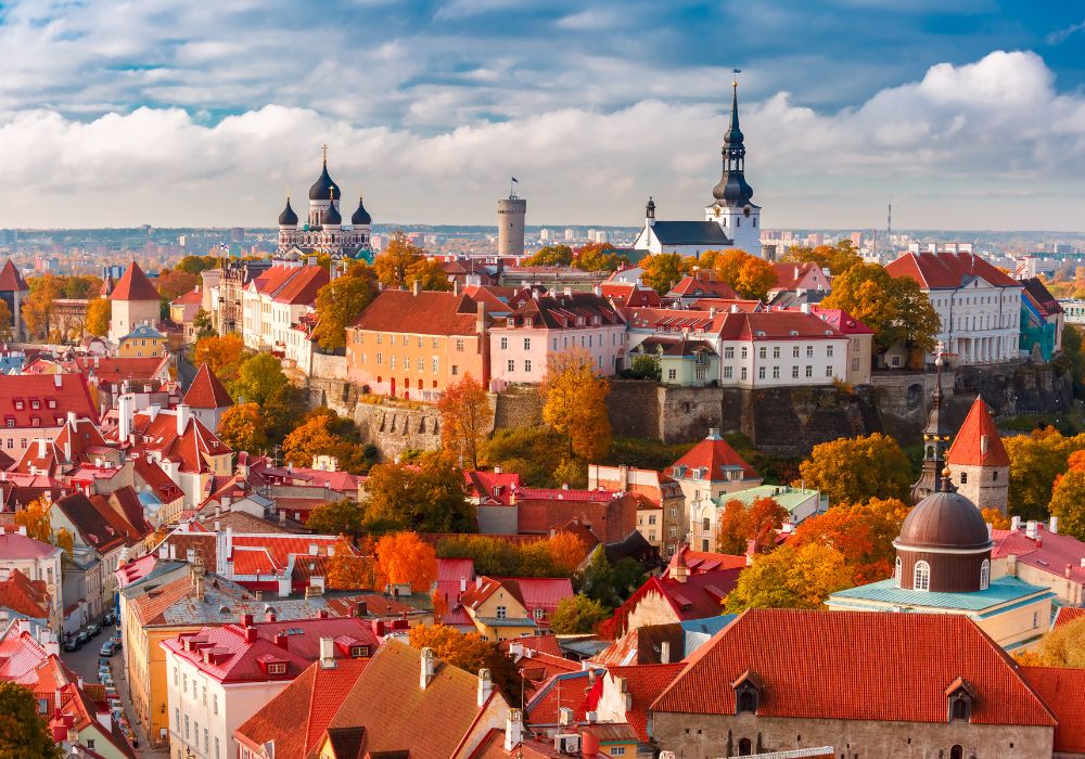 A birds eye view of the Tallinn old town. 