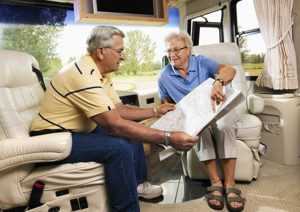 Senior couple enjoying RV Ride