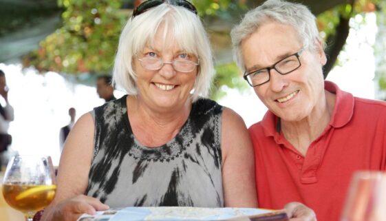 An image of a couple on a senior trip to Tallinn.